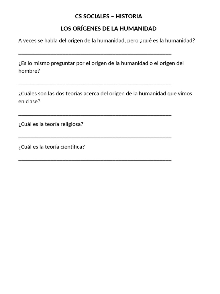 Orígenes de la Humanidad: Teorías y Evolución | PDF | Homo | Humano