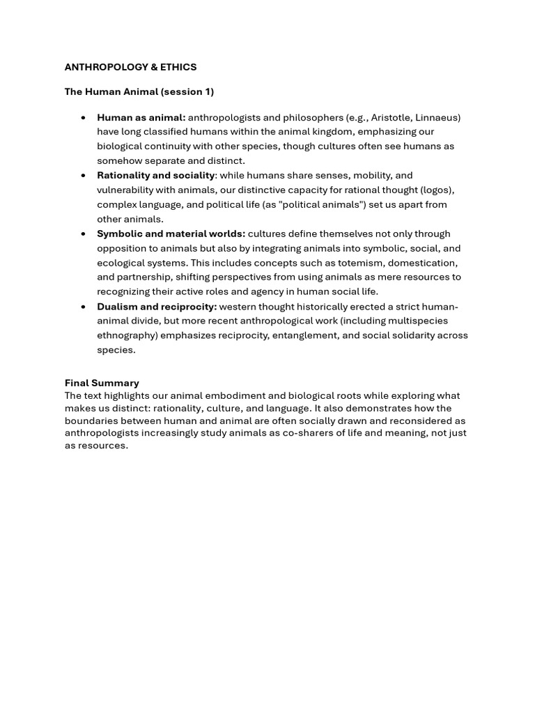 Anthropology Summary | PDF | Holism | Reductionism