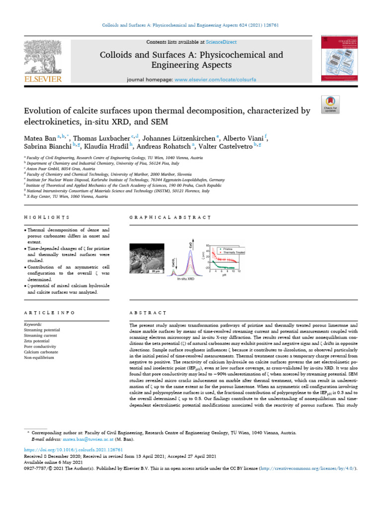 Evolution of Calcite Surfaces Upon Thermal Decomposition, Characterized ...