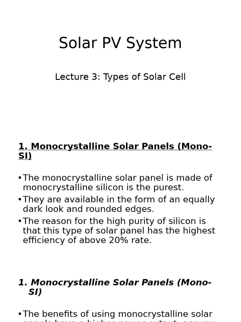 Types of Solar Cells Explained | PDF | Solar Cell | Thin Film Solar Cell
