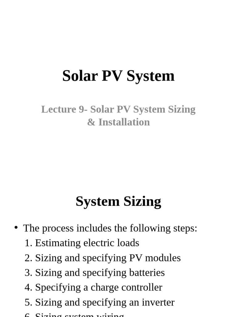 Solar PV System Sizing Guide | PDF | Photovoltaic System | Photovoltaics