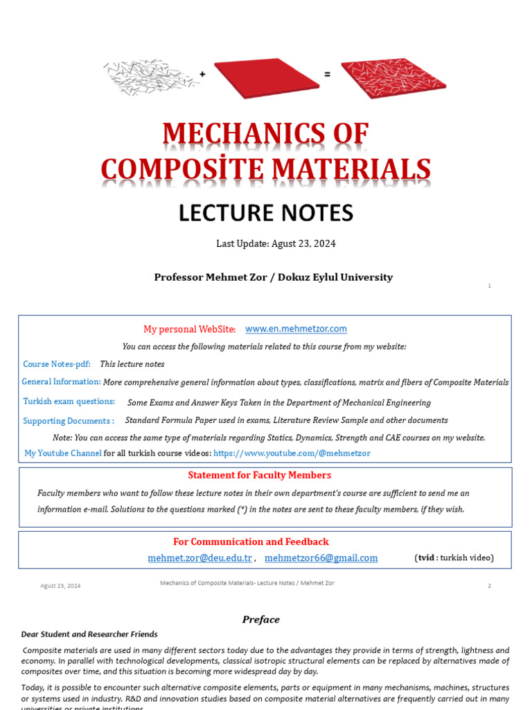 Mechanics of Composite Materials Notes | PDF | Composite Material ...