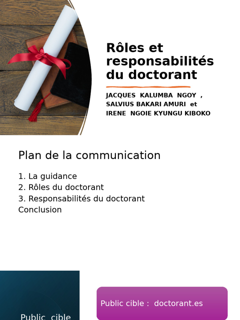 Rôles et responsabilités du doctorant | PDF | Doctorat | Estime de soi