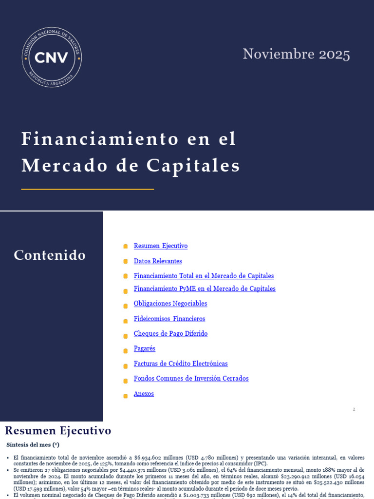 Financiamiento en el Mercado de Capitales 2025 | PDF | Dólar de los ...