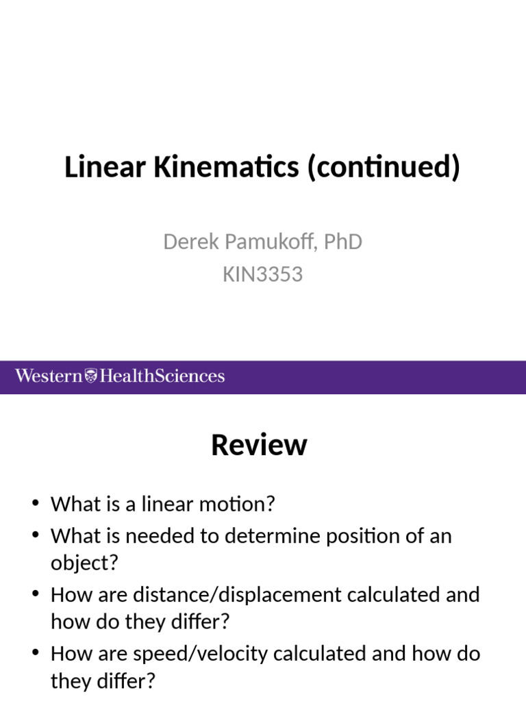 Understanding Linear Kinematics Concepts | PDF | Velocity | Speed