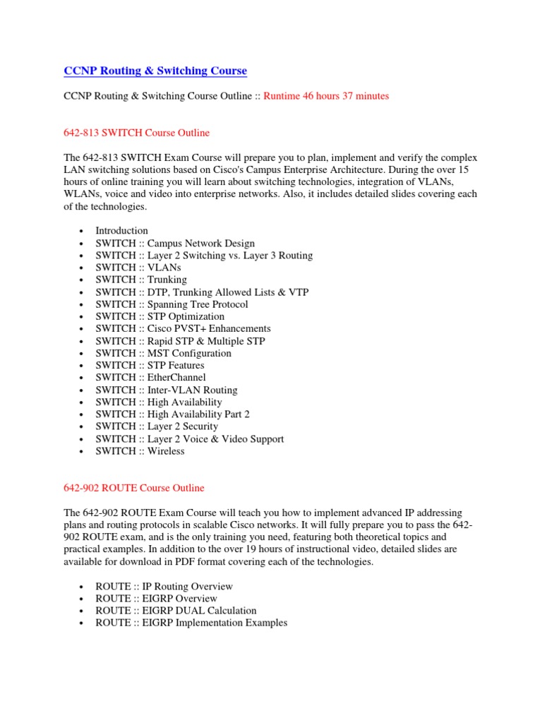 Ccnp Routing Switching Program Pdf Network Switch Internet Protocols