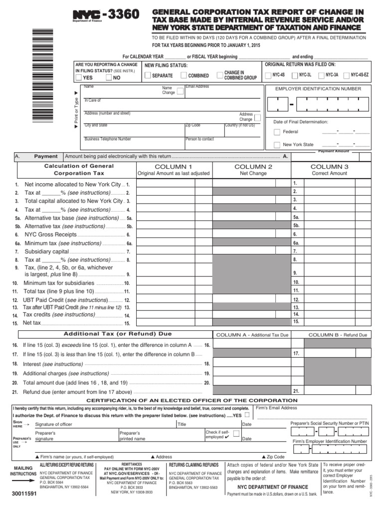 2015 Form NYC 3360 Gct_web | PDF | Taxes | Taxation In The United States