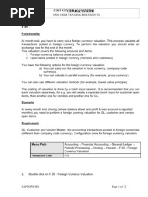Sap Fico F 05 Foreign Currency Valuation Valuation Finance - 