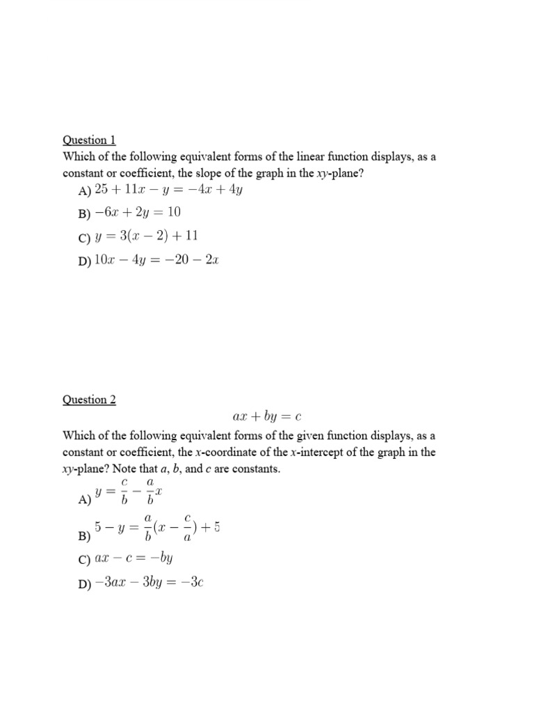 Digital SAT Constants Worksheet Questions | PDF | Function (Mathematics ...