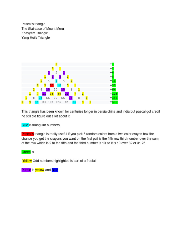 Understanding Pascal's Triangle Basics | PDF