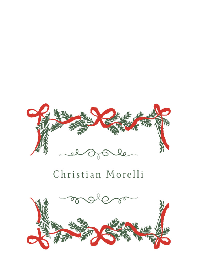 Red Green Elegant Festive Ribbon Wreath Garland Christmas Place Card 5 ...