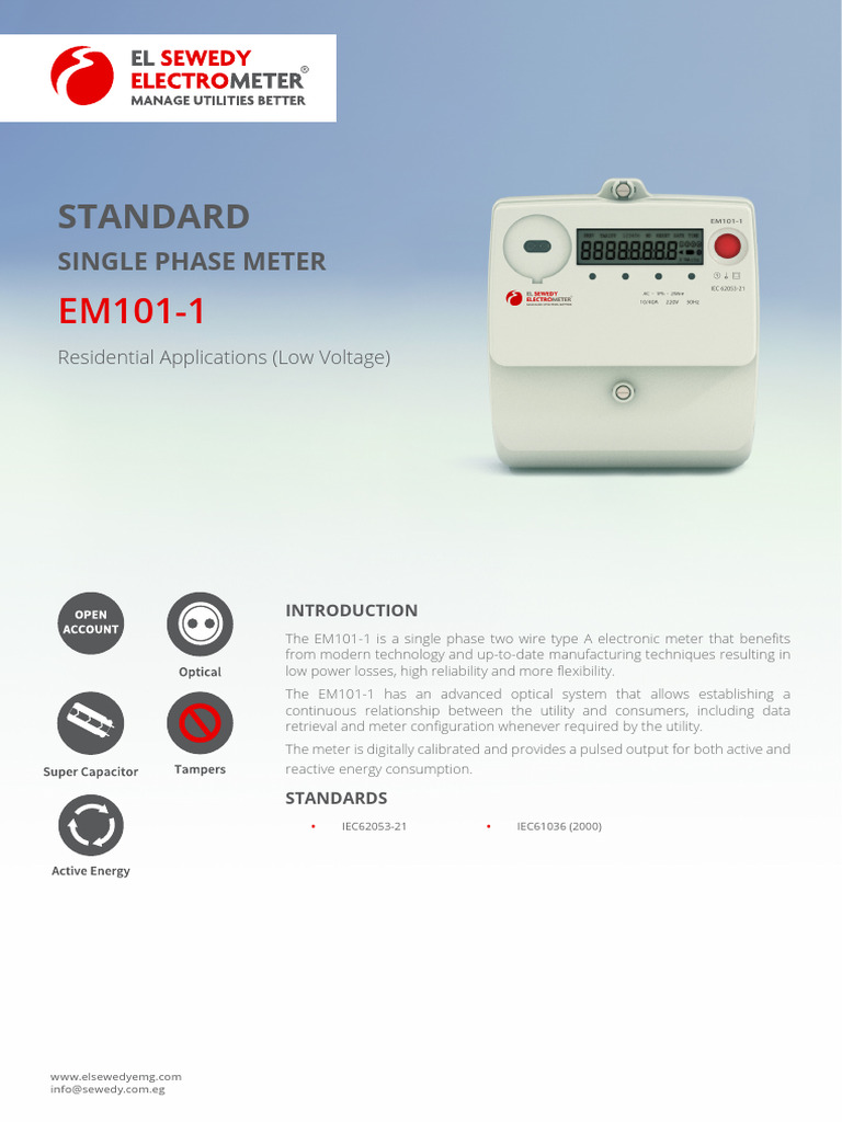 EM101-1 Single Phase Meter Overview | PDF | Mains Electricity ...