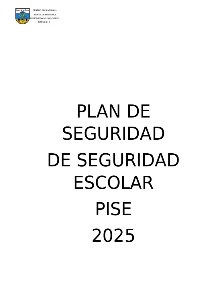 Plan Integral de Seguridad Escolar 2025 | PDF