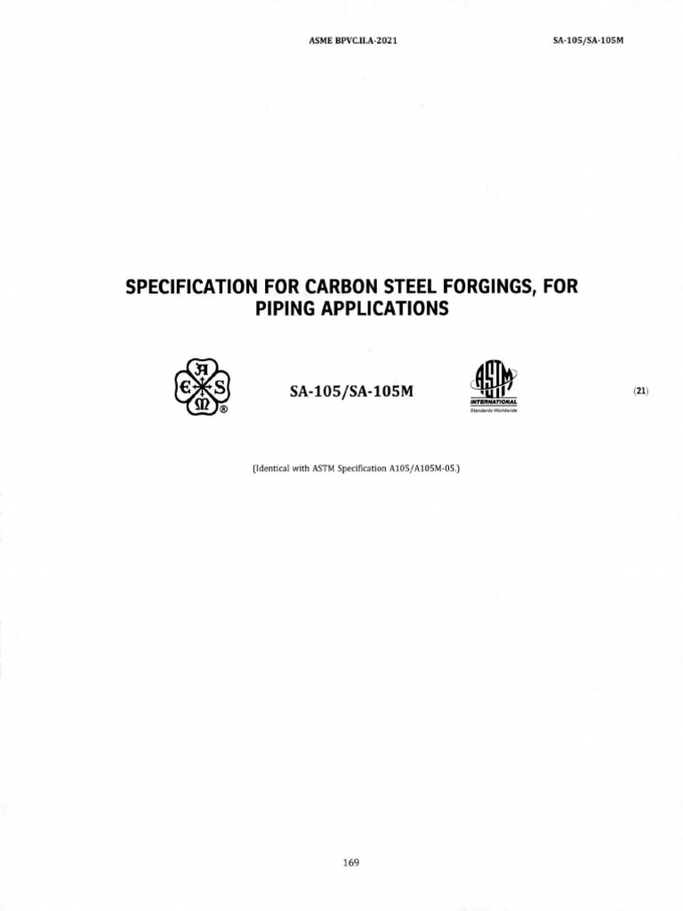 ASME SA-105 Specification for Carbon Steel Forgings | PDF | Heat ...