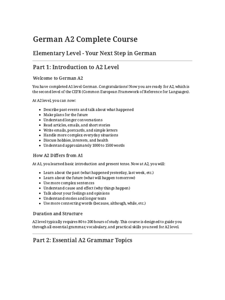 German A2 Complete Course | PDF