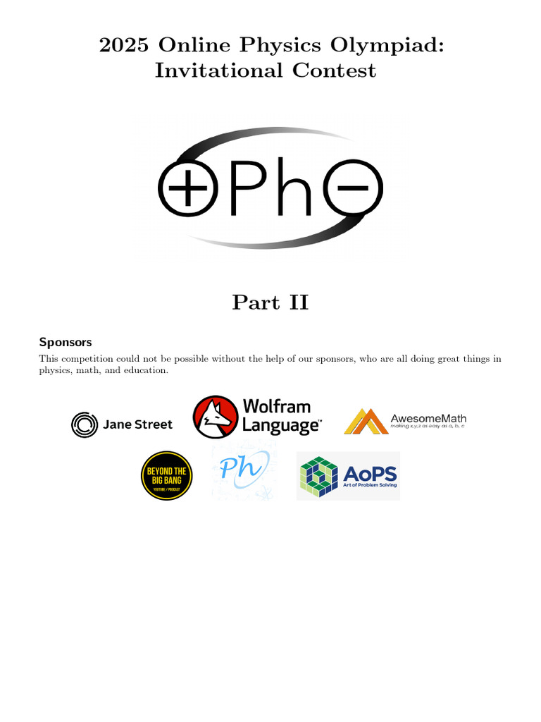 2025 Online Physics Olympiad Guide | PDF | Force | Universe
