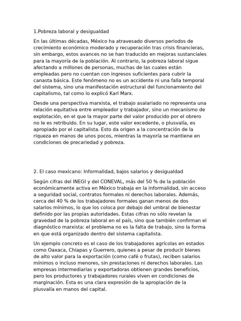 Pobreza laboral y desigualdad en México | PDF | Pobreza | Pobreza e ...