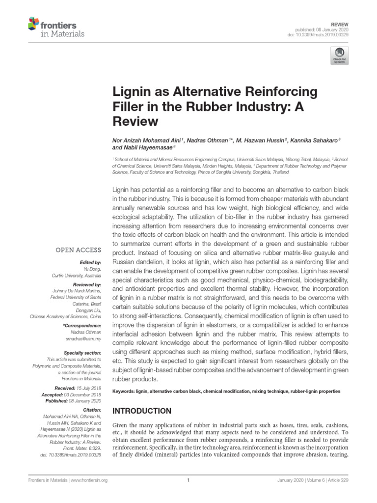Lignin as Eco-Friendly Rubber Filler | PDF | Natural Rubber | Tire