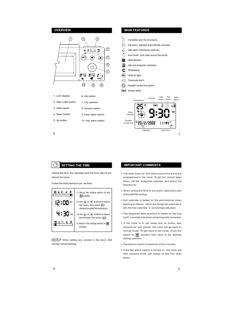 Al Fajr User Guide PDF Daylight Saving Time Clock