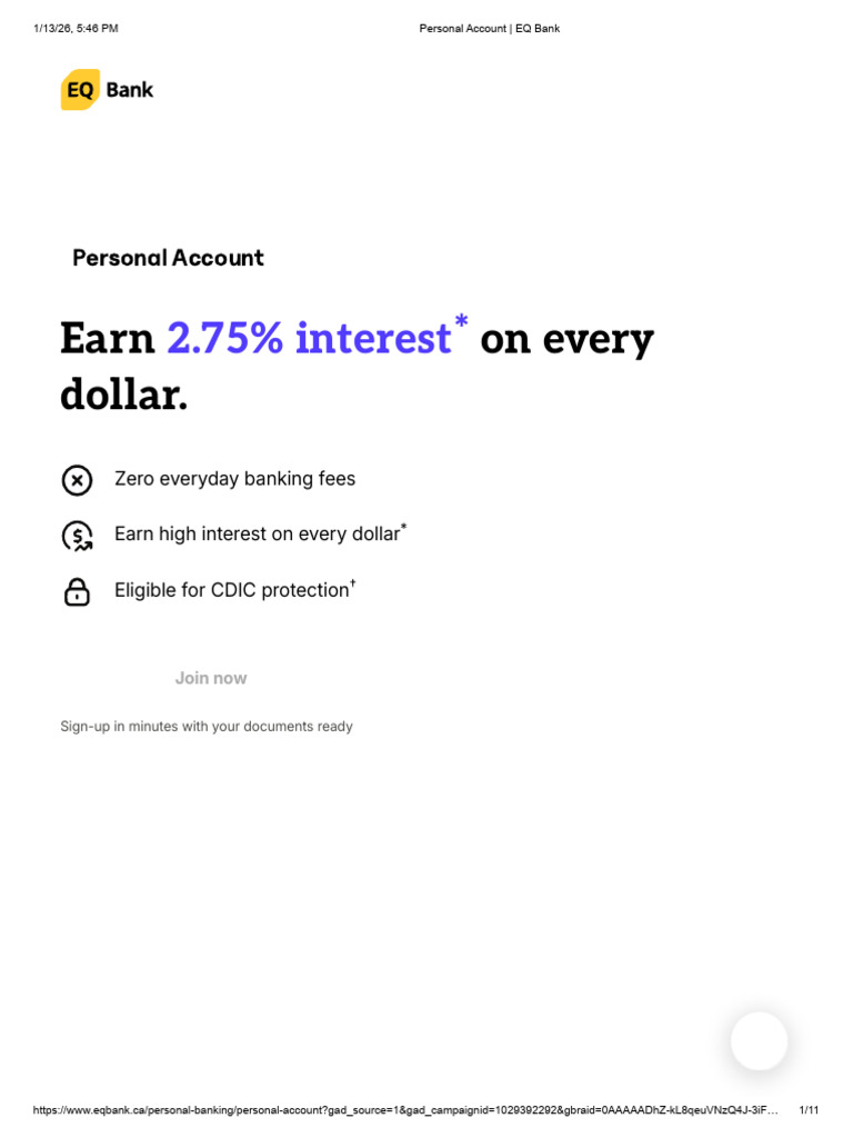 High-Interest Personal Banking Account | PDF