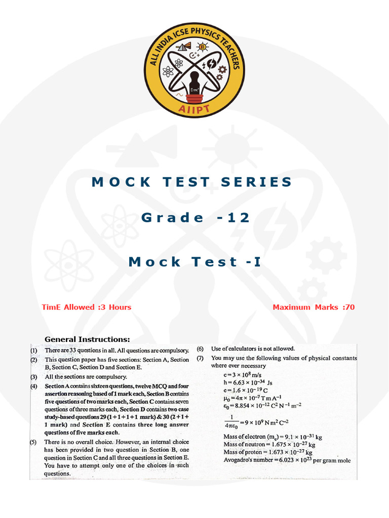 Grade 12 Mock Test Series Overview | PDF