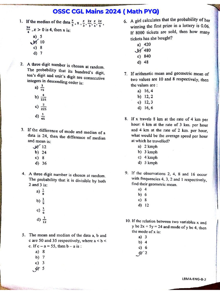 CGL Math Question 2024 | PDF