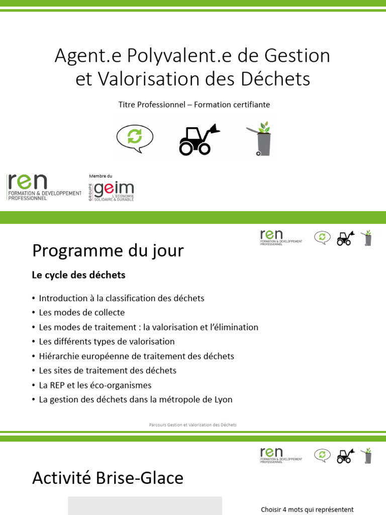 Formation Gestion et Valorisation des Déchets | PDF | Déchets | Déchet ...