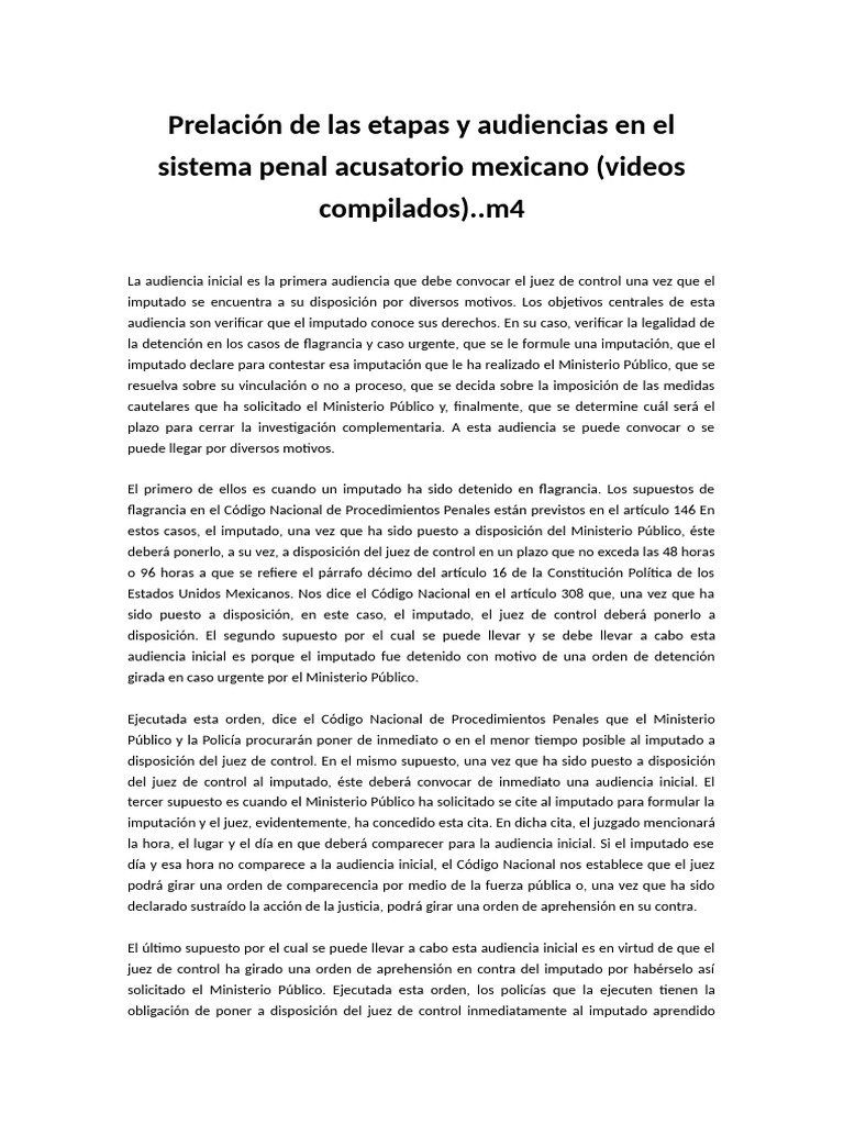 Etapas de la Audiencia Inicial en el Sistema Penal Mexicano | PDF ...