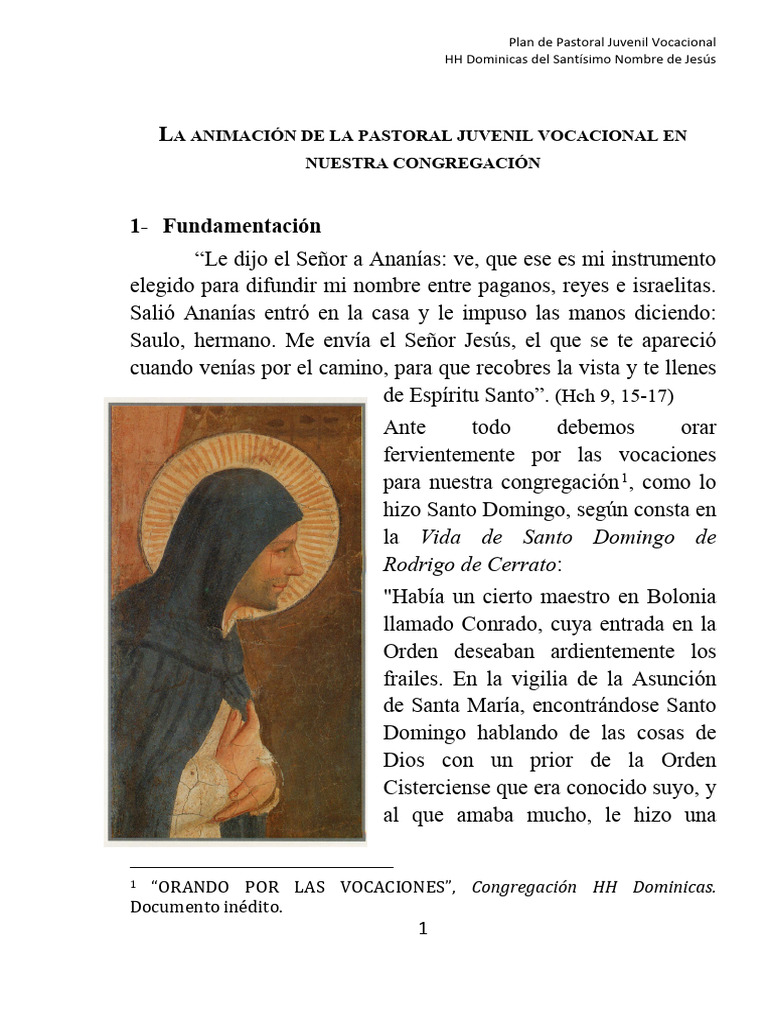 Pastoral Juvenil Vocacional Dominica | PDF | Oración | Papa Francisco