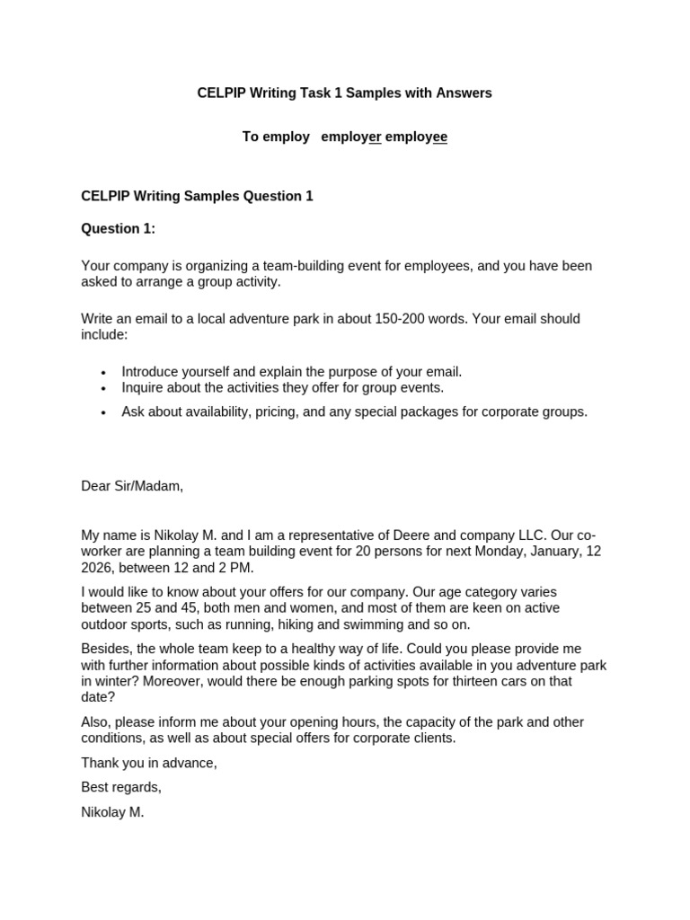 CELPIP Writing Task Samples and Answers | PDF | Cycling Infrastructure ...