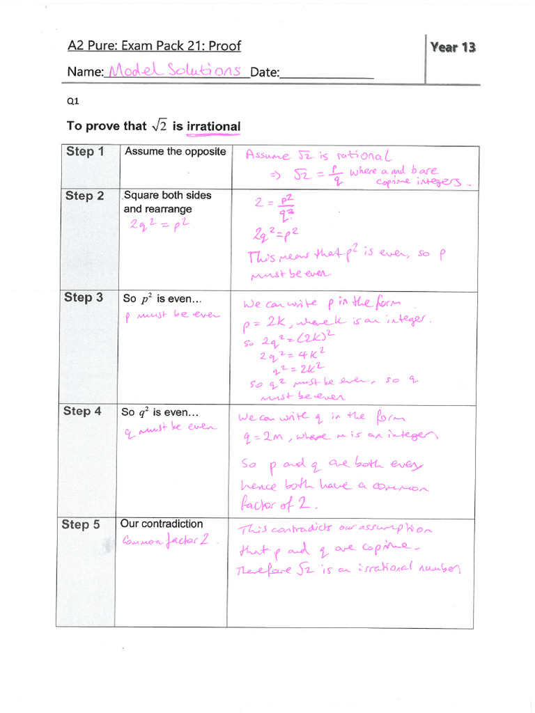 Exam Pack 21 - Proof Model Solutions | PDF