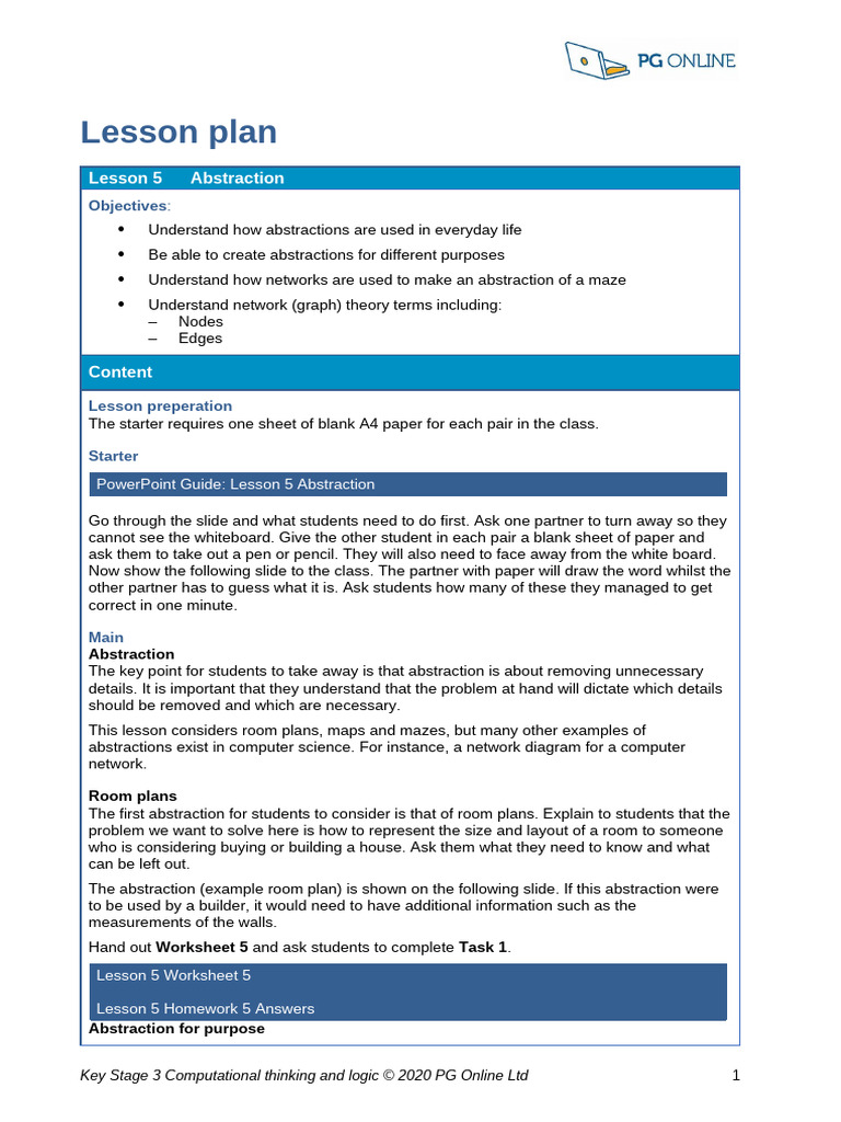 Lesson Plan: Understanding Abstraction | PDF | Vertex (Graph Theory ...