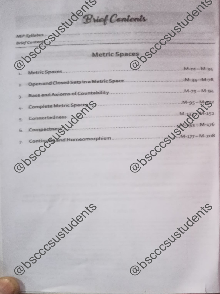 Metric Spaces Bsc 6th Sem | PDF