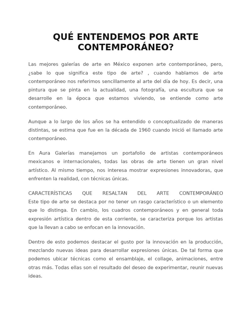 QUÉ ENTENDEMOS POR ARTE CONTEMPORÁNEO volumen | PDF | Escultura | Pinturas