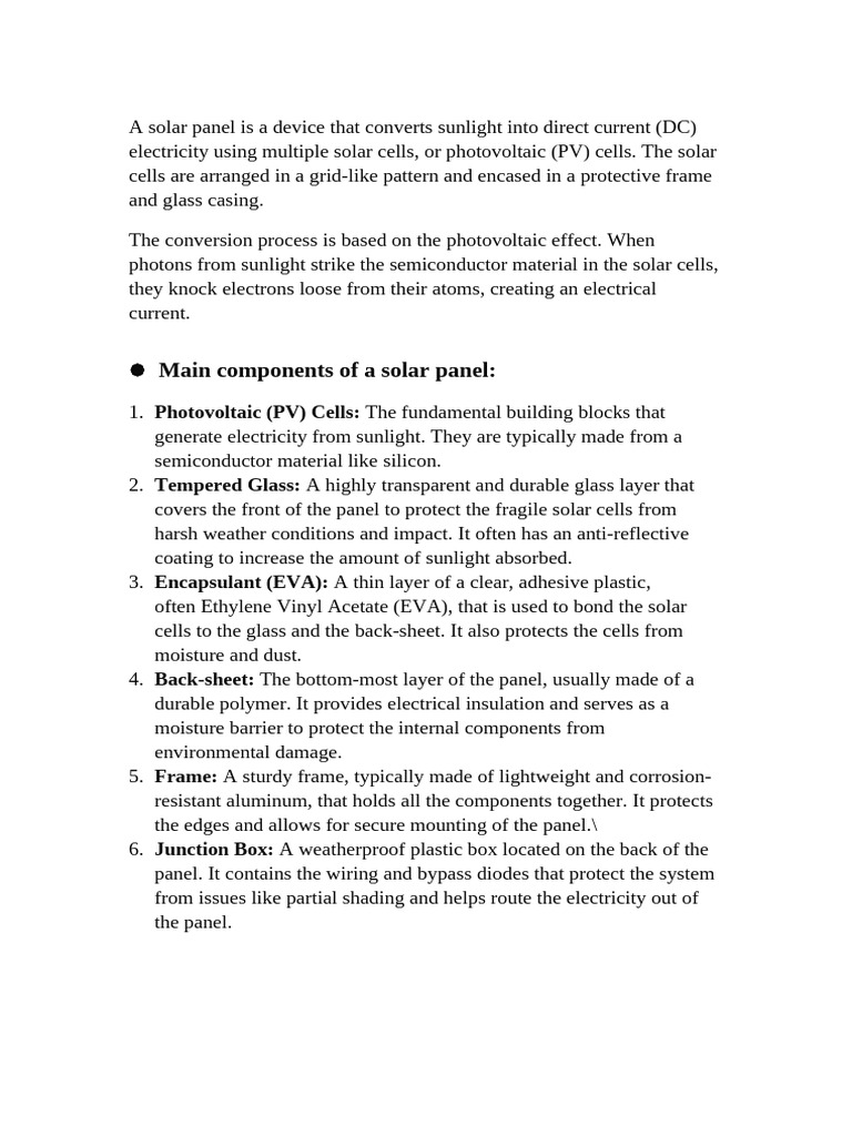 Solar Panel Components and Materials Explained | PDF | Thin Film Solar ...