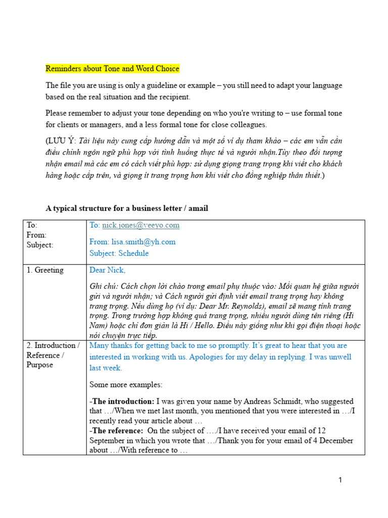 Email Tone and Structure Guidelines | PDF