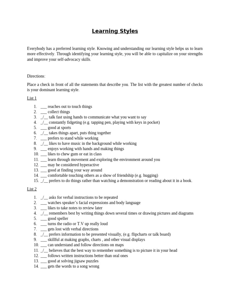Identify Your Learning Style Quiz | PDF | Learning Styles | Learning