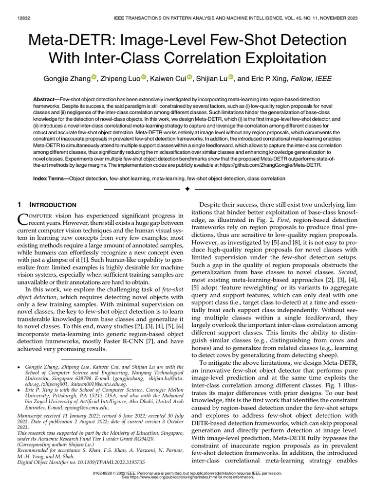 Meta-DETR: Image-Level Few-Shot Detection | PDF