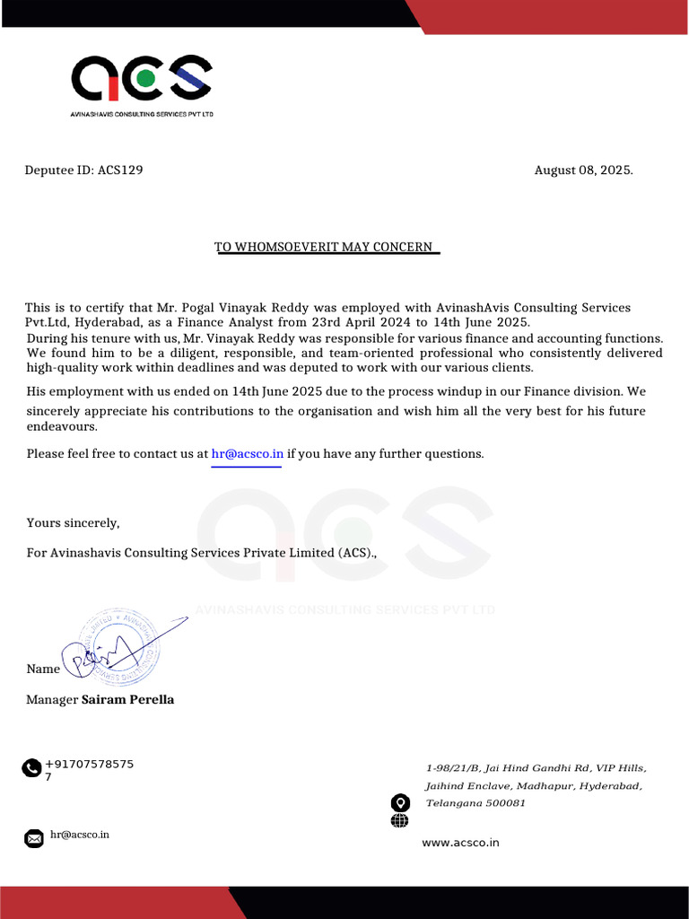 ACS-129_ Experience Letter.pdf 2 | PDF