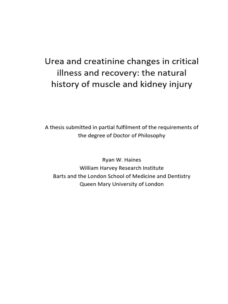 Urea and Creatinine in Critical Illness | PDF | Chronic Kidney Disease ...