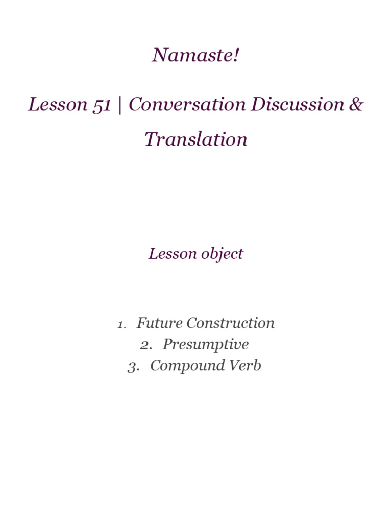 Lesson 51 - Conversation Discussion & Translation | PDF