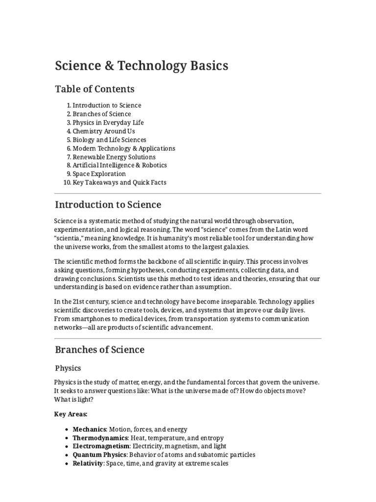 Overview of Science and Its Branches | PDF | Physics | Science