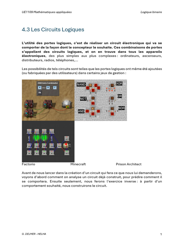 Circuits Logiques en Mathématiques Appliquées | PDF | Fonction logique ...