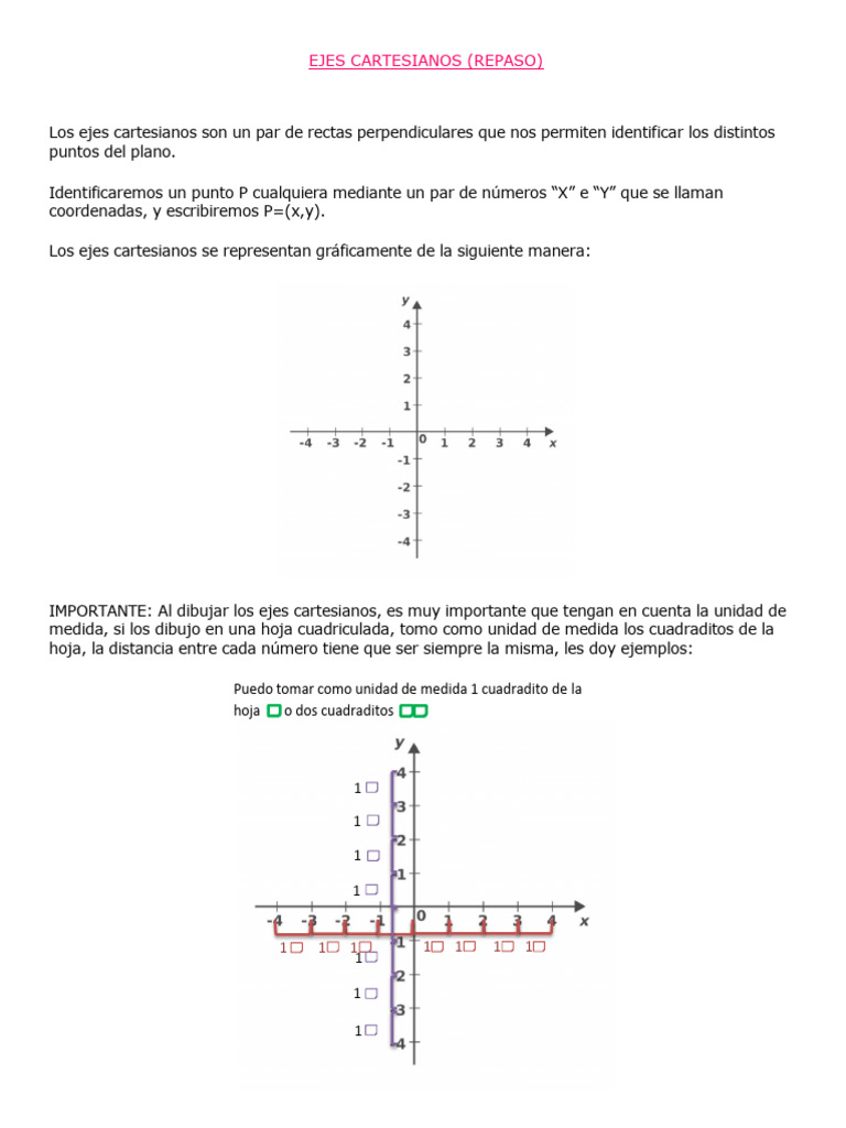 Ejes Cartesianos: Guía y Actividades | PDF | Sistema de coordenadas ...