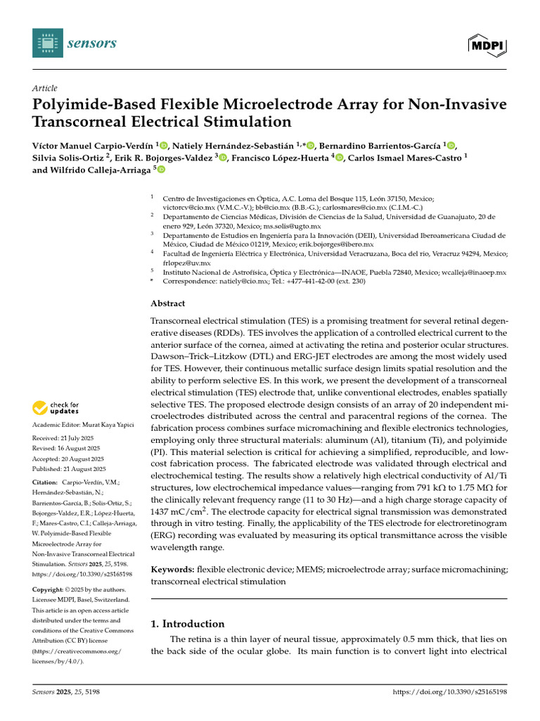 Flexible Microelectrode Array for TES | PDF | Retina