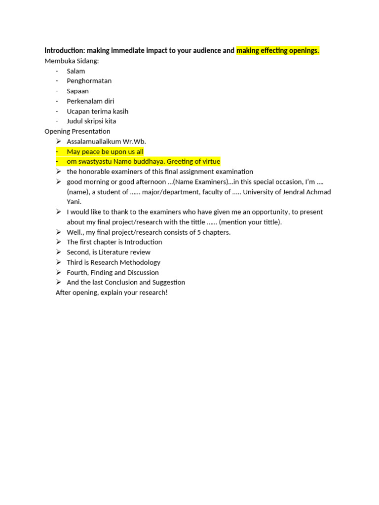 Effective Opening for Presentations | PDF