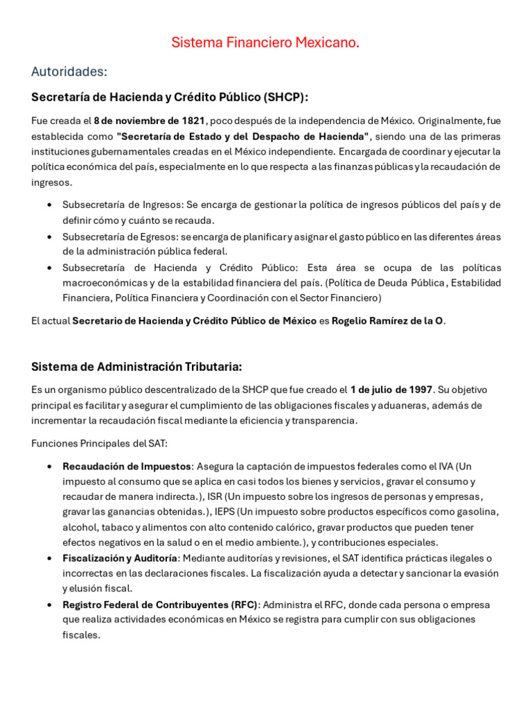Estructura del Sistema Financiero Mexicano | PDF | Seguro | Bancos