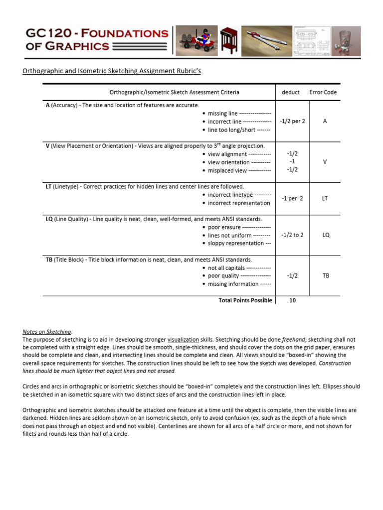 Orthographic & Isometric Sketching Rubric | PDF | Geometry