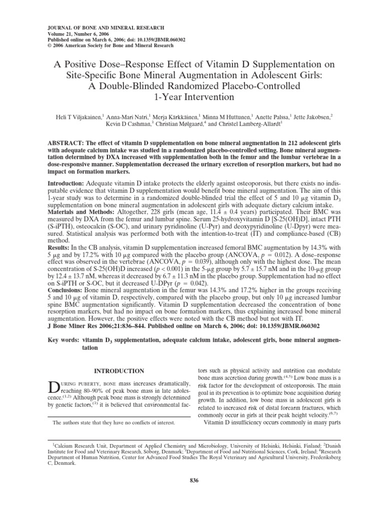 Vitamin D's Impact on Adolescent Bone Health | PDF | Vitamin D | Bone