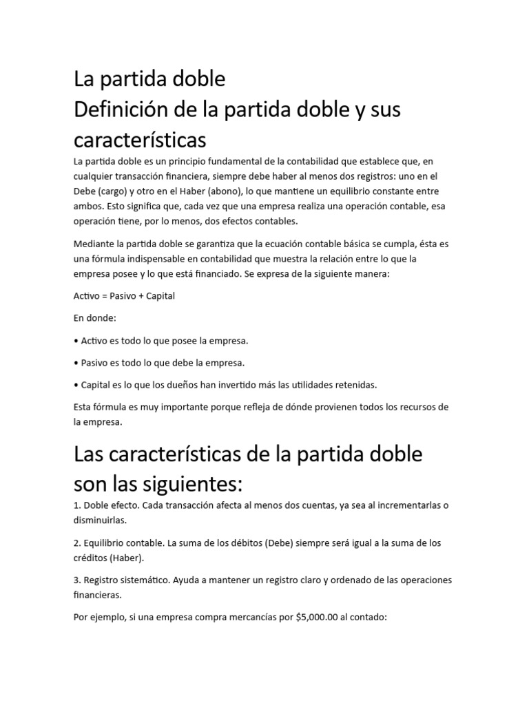 Partida Doble en Contabilidad: Guía Esencial | PDF | Contabilidad ...